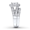 Thumbnail Image 3 of Previously Owned Diamond Bridal Set 2 ct tw Princess & Round-cut 14K White Gold - Size 12