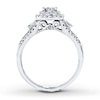 Thumbnail Image 1 of Previously Owned Engagement Ring 5/8 ct tw Princess & Round-cut Diamonds 10K White Gold - Size 4