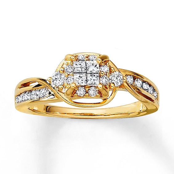 Previously Owned Diamond Engagement Ring 5/8 ct tw Princess & Round-cut 10K Yellow Gold - Size 5