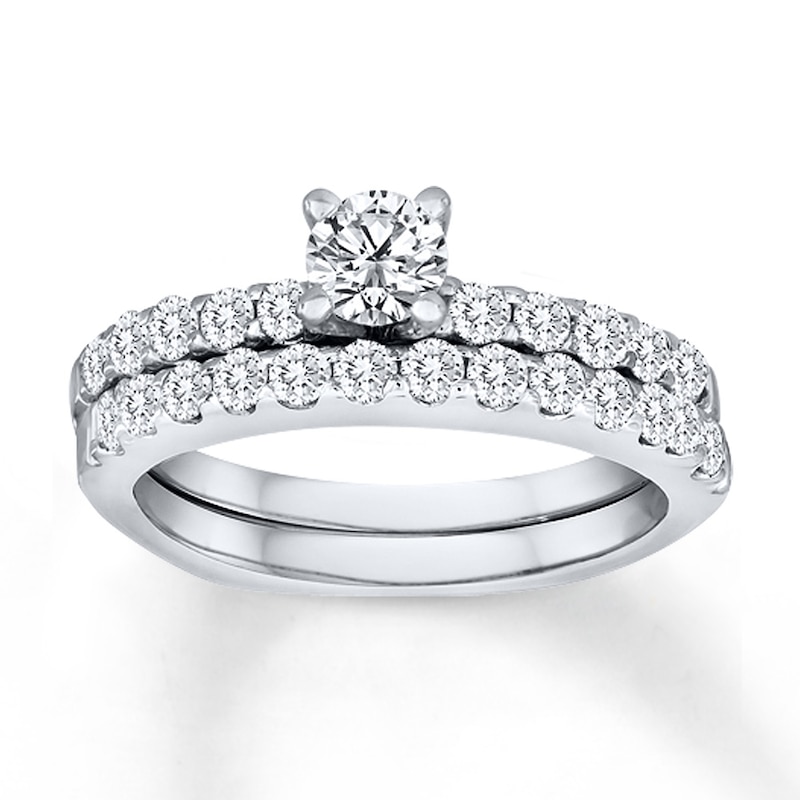 Main Image 1 of Previously Owned Diamond Bridal Set 1 ct tw Round-cut 14K White Gold