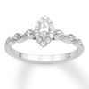 Thumbnail Image 1 of Previously Owned Diamond Engagement Ring 1/3 ct tw Marquise & Round-cut 10K White Gold