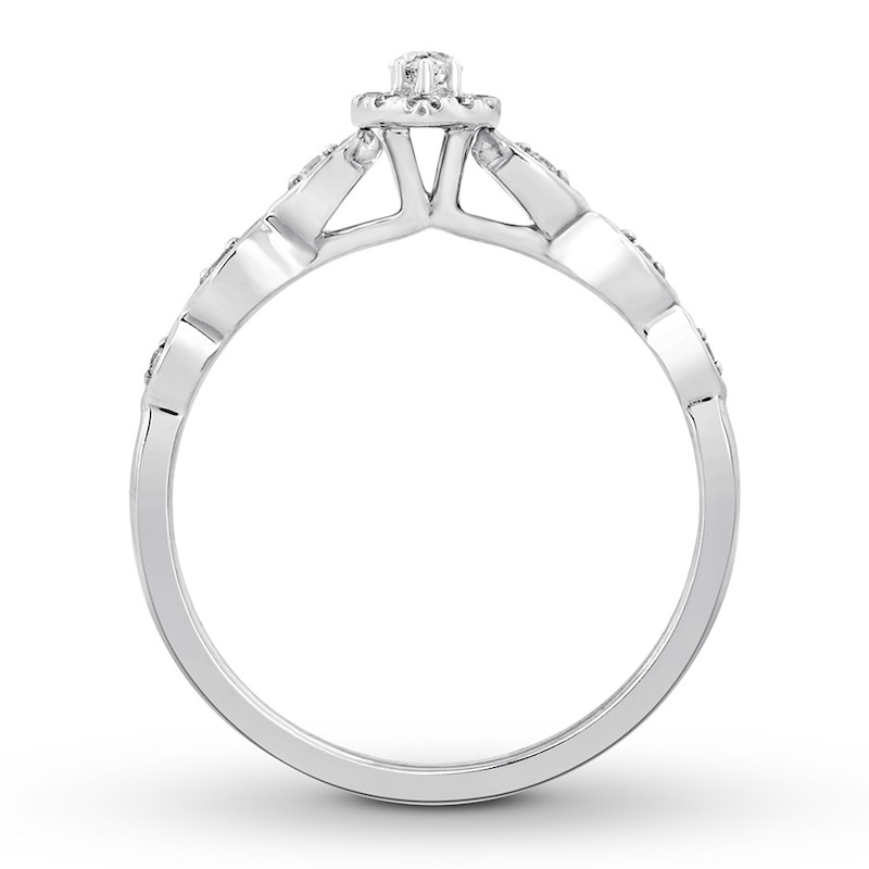 Main Image 2 of Previously Owned Diamond Engagement Ring 1/3 ct tw Marquise & Round-cut 10K White Gold