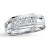 Thumbnail Image 1 of Previously Owned Men's Diamond Wedding Band 1/2 ct tw Round-cut 10K White Gold