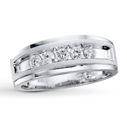 Previously Owned Men's Diamond Wedding Band 1/2 ct tw Round-cut 10K White Gold