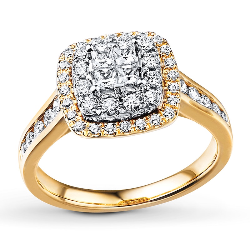 Previously Owned Diamond Engagement Ring 3/4 ct tw Princess & Round-cut ...