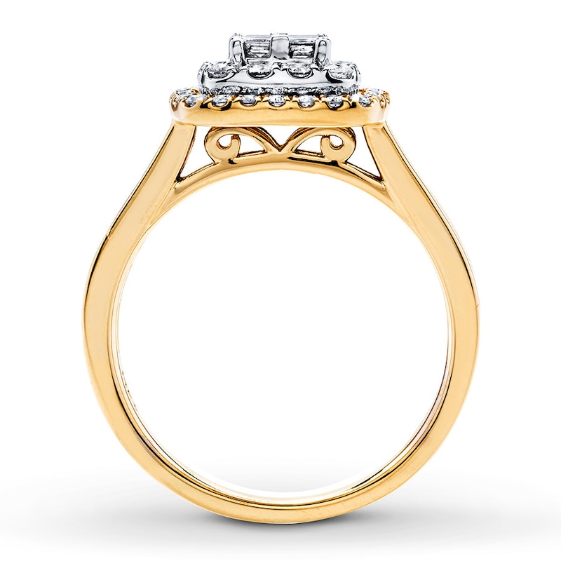 Main Image 2 of Previously Owned Diamond Engagement Ring 3/4 ct tw Princess & Round-cut 14K Two-Tone Gold