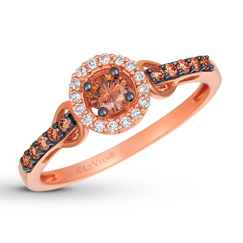 Previously Owned Le Vian Chocolate Diamonds 1/3 ct tw Round-cut Ring 14K Strawberry Gold - Size 10.75
