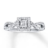 Thumbnail Image 0 of Previously Owned Diamond Engagement Ring 1/2 ct tw Princess & Round-cut 14K White Gold - Size 4