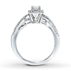 Thumbnail Image 1 of Previously Owned Diamond Engagement Ring 1/2 ct tw Princess & Round-cut 14K White Gold - Size 4