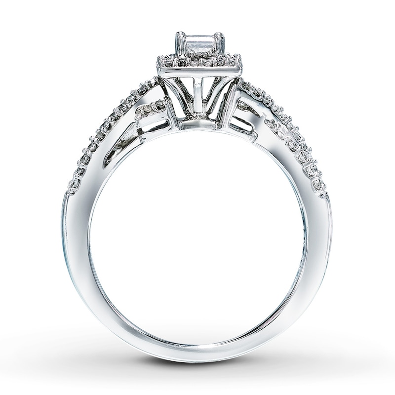Previously Owned Diamond Engagement Ring 1/2 ct tw Princess & Round-cut 14K White Gold - Size 4