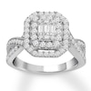 Thumbnail Image 0 of Previously Owned Diamond Engagement Ring 1 ct tw Round & Baguette-cut 14K White Gold - Size 9.75
