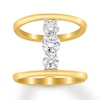 Thumbnail Image 0 of Previously Owned Diamond North South 3-Stone Ring 3/8 ct tw Round-cut 10K Yellow Gold - Size 10.5