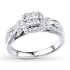 Thumbnail Image 0 of Previously Owned Diamond Engagement Ring 1/2 ct tw Princess & Round-cut 10K White Gold - Size 10