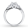 Thumbnail Image 1 of Previously Owned Diamond Engagement Ring 1/2 ct tw Princess & Round-cut 10K White Gold - Size 10