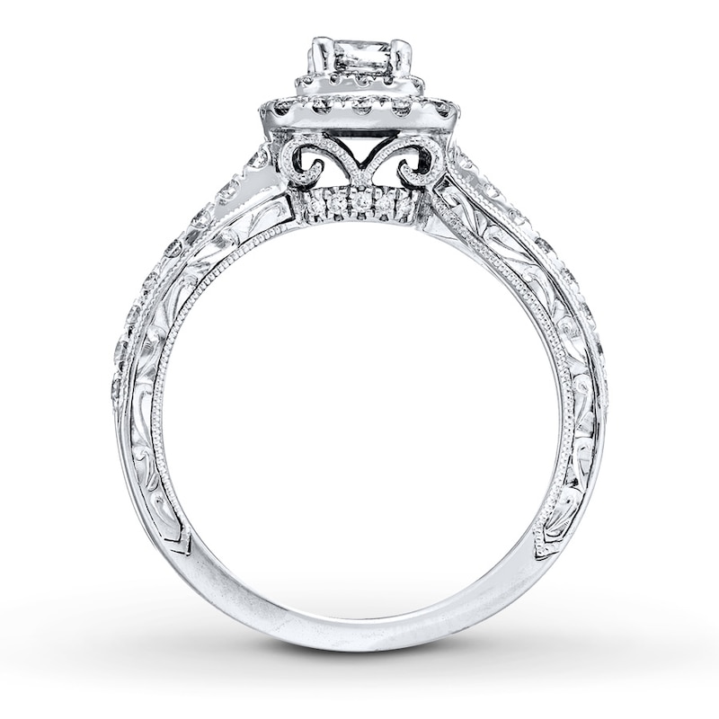 Main Image 2 of Previously Owned Neil Lane Engagement Ring 7/8 ct tw Princess & Round-cut Diamonds 14K White Gold