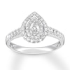 Thumbnail Image 1 of Previously Owned Diamond Engagement Ring 1/2 ct tw Pear & Round-cut 14K White Gold