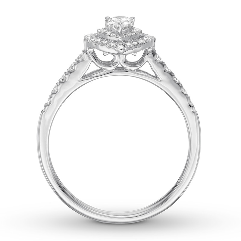 Main Image 2 of Previously Owned Diamond Engagement Ring 1/2 ct tw Pear & Round-cut 14K White Gold