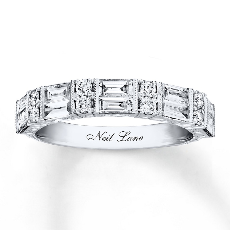 Main Image 1 of Previously Owned Neil Lane Anniversary Band 1 ct tw Baguette & Round-cut Diamond 14K White Gold