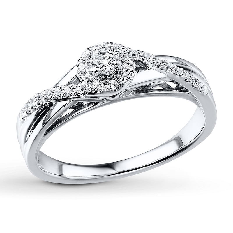 Main Image 1 of Previously Owned Diamond Engagement Ring 1/4 ct tw Round-cut 10K White Gold