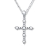 Thumbnail Image 1 of Previously Owned Diamond Cross Necklace 1/2 ct tw Round-cut 10K White Gold