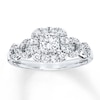 Thumbnail Image 1 of Previously Owned Diamond Engagement Ring 7/8 ct tw Princess & Round-cut 14K White Gold