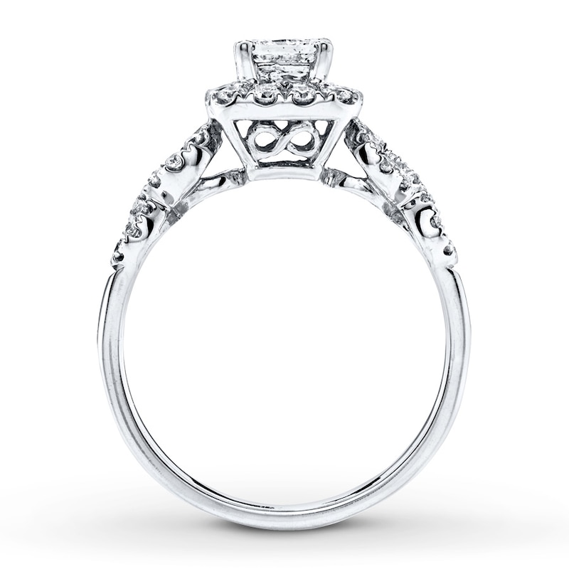 Main Image 2 of Previously Owned Diamond Engagement Ring 7/8 ct tw Princess & Round-cut 14K White Gold