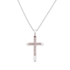 Thumbnail Image 0 of Previously Owned Diamond Cross Necklace 1/15 ct tw Round-Cut Diamond Sterling Silver/10K Rose Gold