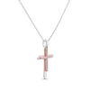 Thumbnail Image 1 of Previously Owned Diamond Cross Necklace 1/15 ct tw Round-Cut Diamond Sterling Silver/10K Rose Gold
