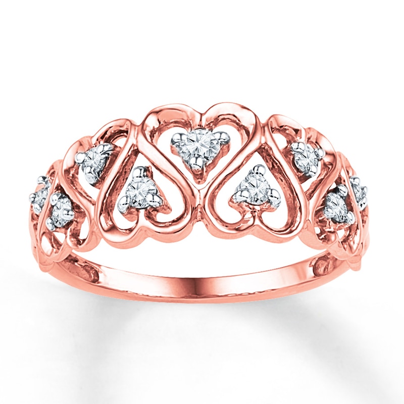 Previously Owned Heart Ring 1/5 ct tw Round-cut Diamonds 10K Rose Gold
