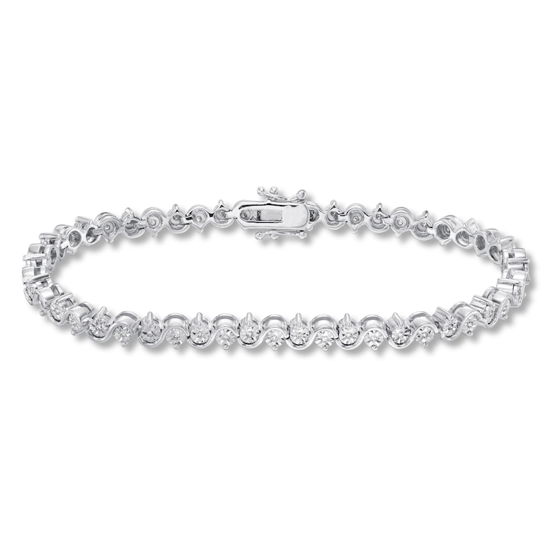 Main Image 1 of Previously Owned Diamond Bracelet 1/4 ct tw Round-cut Sterling Silver 7.5&quot;