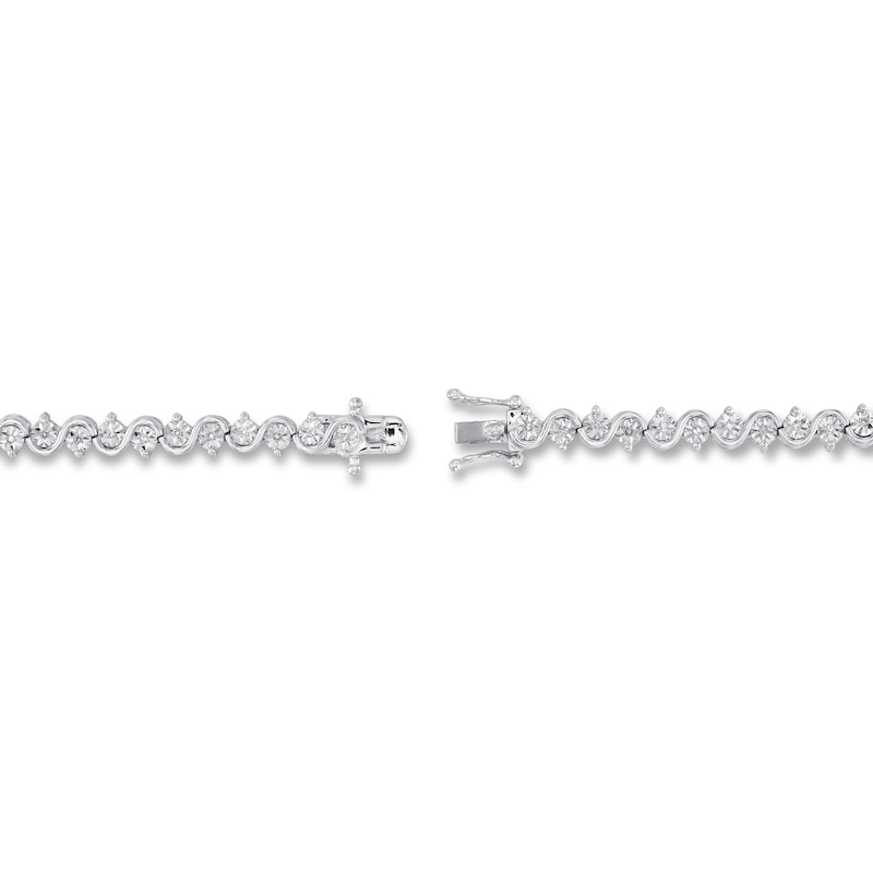 Main Image 3 of Previously Owned Diamond Bracelet 1/4 ct tw Round-cut Sterling Silver 7.5&quot;