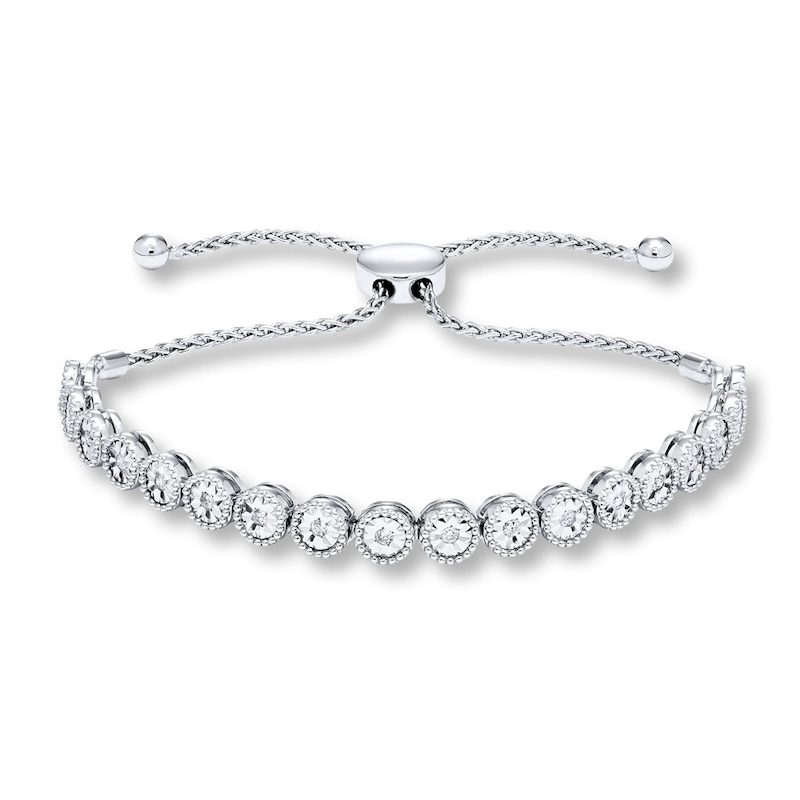 Main Image 1 of Previously Owned Diamond Bolo Bracelet 1/4 ct tw Round-cut Sterling Silver