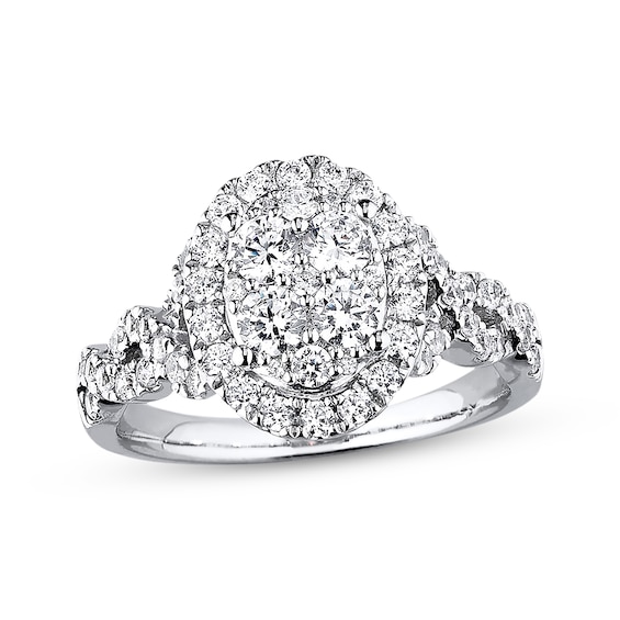 Previously Owned Engagement Ring ct tw Round-cut Diamonds 14K White Gold