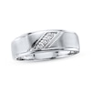 Thumbnail Image 1 of Previously Owned Men's Diamond Wedding Band 1/10 ct tw Round-cut 10K White Gold - Size 13