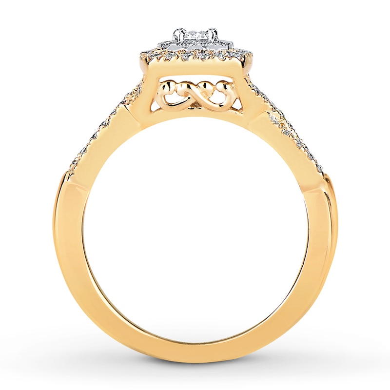 Previously Owned Diamond Engagement Ring 1/2 ct tw Round-cut 10K Two-Tone Gold - Size 9