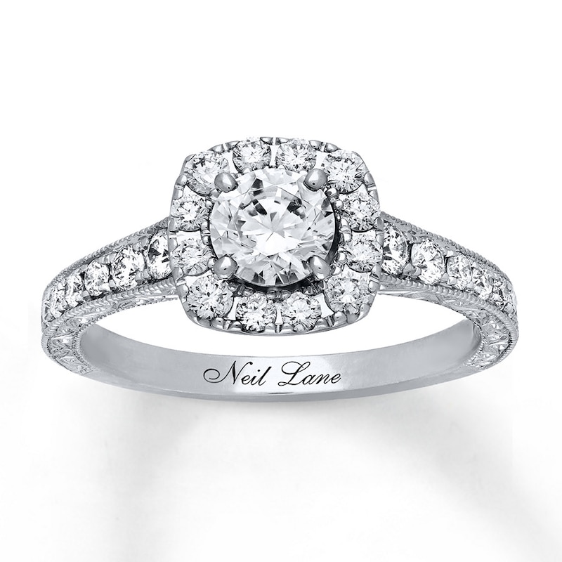 Main Image 1 of Previously Owned Neil Lane Engagement Ring 1-1/6 ct tw Round-cut Diamonds 14K White Gold - Size 4.5