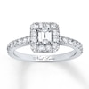 Thumbnail Image 0 of Previously Owned Neil Lane Engagement Ring 1 ct tw Emerald & Round-cut Diamonds 14K White Gold - Size 5.5