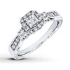 Thumbnail Image 1 of Previously Owned Diamond Engagement Ring 1/2 ct tw Princess & Round-cut 14K White Gold - Size 11.75