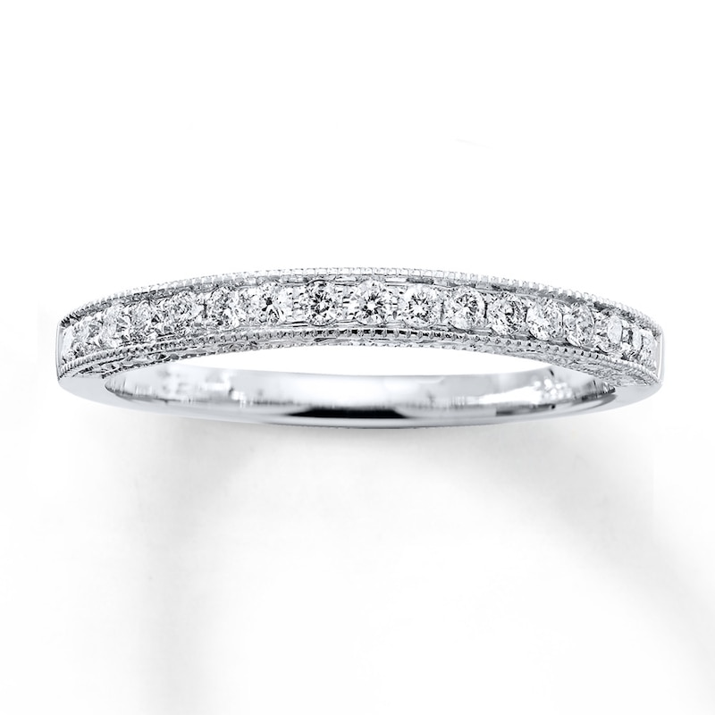 Main Image 1 of Previously Owned Diamond Wedding Band 1/5 ct tw Round-cut 14K White Gold - Size 7.5