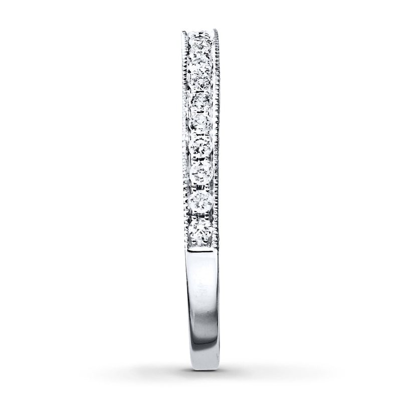 Main Image 3 of Previously Owned Diamond Wedding Band 1/5 ct tw Round-cut 14K White Gold - Size 7.5