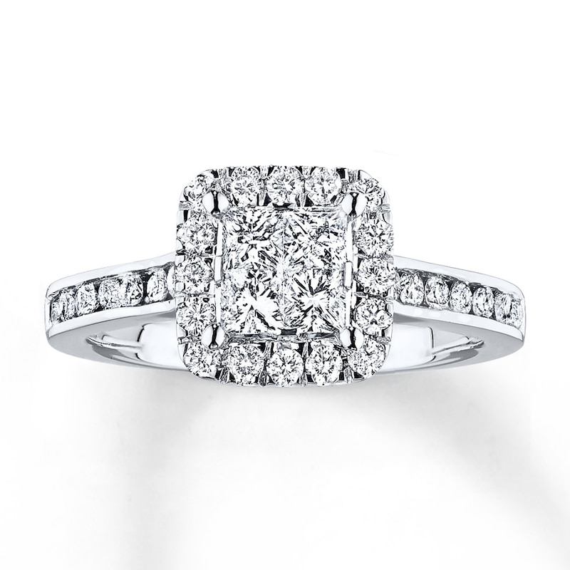 Previously Owned Diamond Engagement Ring 7/8 ct tw Princess-cut 14K White Gold - Size 10.75