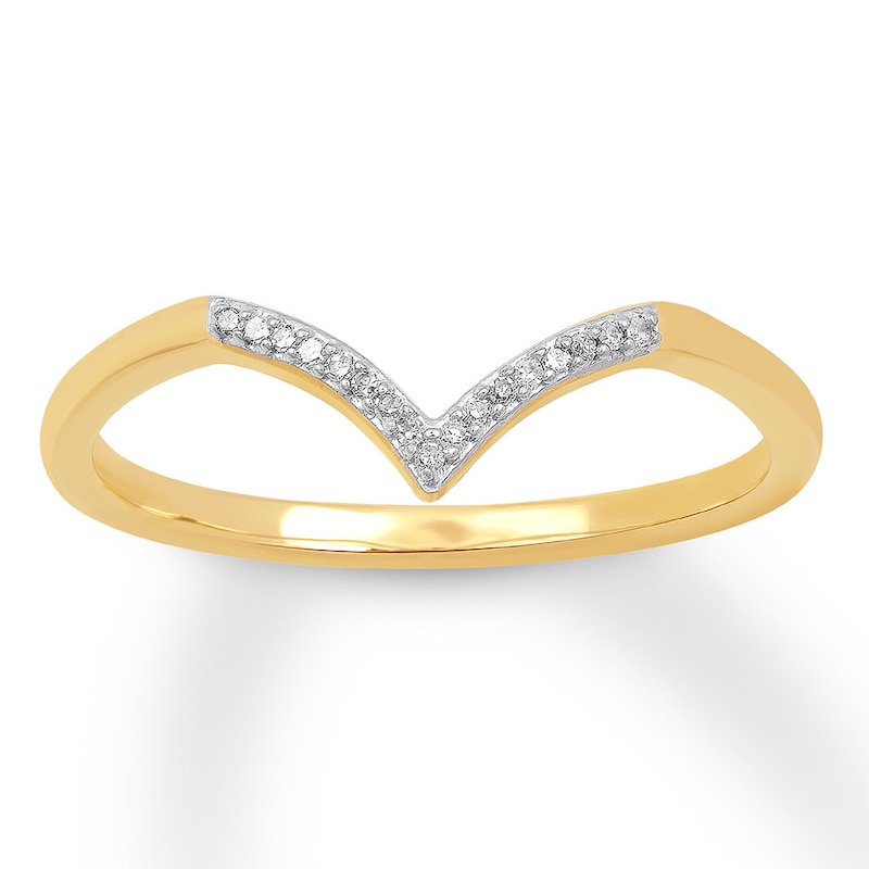 Previously Owned Diamond Chevron Ring 10K Yellow Gold - Size 9.75