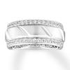 Thumbnail Image 0 of Previously Owned Men's Diamond Wedding Band 1/2 ct tw Round-cut 10K White Gold - Size 13.25