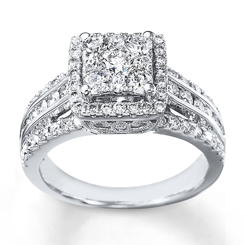 Previously Owned Diamond Engagement Ring 1-1/2 ct tw Round-cut 14K White Gold - Size 10.25