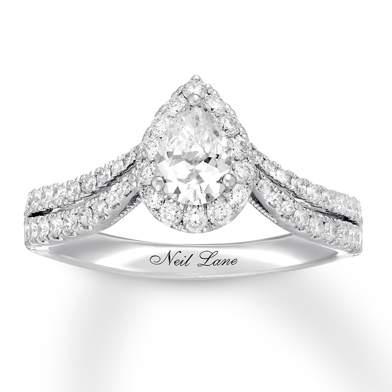 Previously Owned Neil Lane Diamond Engagement Ring 1 ct tw Pear-cut 14K White Gold - Size 9.25