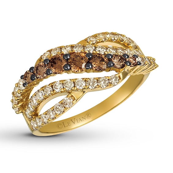 Previously Owned Le Vian Chocolate Ombre Ring 1-1/4 ct tw Round-cut Diamonds 14K Honey Gold - Size 10.5