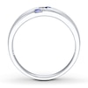 Thumbnail Image 1 of Previously Owned Men's Sapphire Ring 1/10 ct tw Square-cut Diamond 10K White Gold - Size 5.5