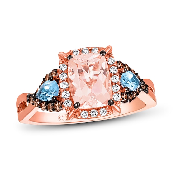Previously Owned Le Vian Morganite Ring 1/3 ct tw Round-cut Diamonds 14K Strawberry Gold - Size 10.75