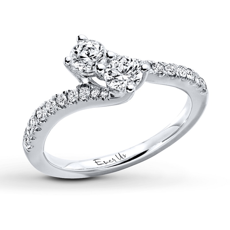 Previously Owned Ever Us Two-Stone Anniversary Ring 3/4 ct tw Round-cut Diamonds 14K White Gold - Size 4.25