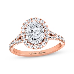 Previously Owned Neil Lane Engagement Ring 1 ct tw Oval & Round-cut Diamonds 14K Two-Tone Gold